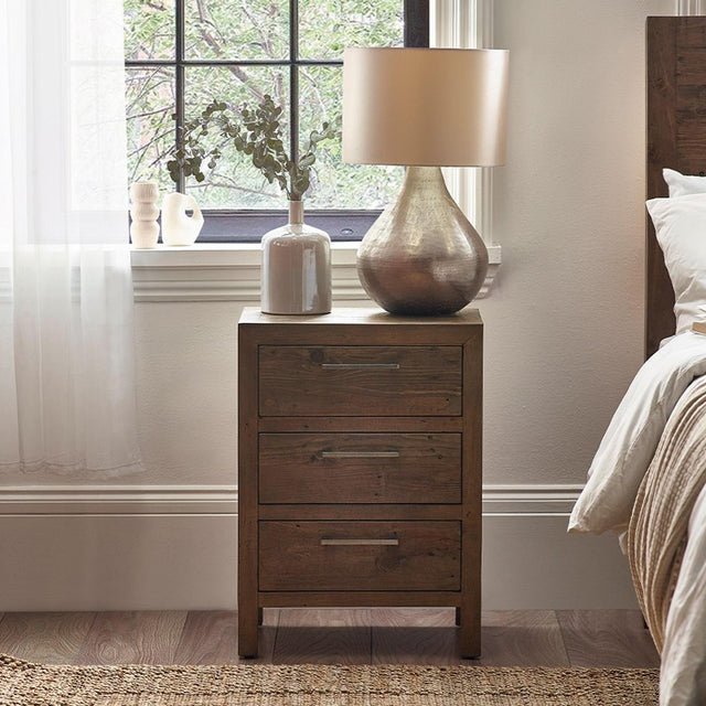 Heritage Reclaimed Pine 3 Drawer Bedside