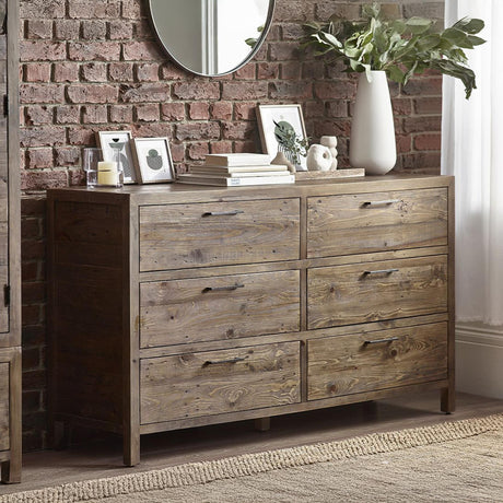 Heritage Reclaimed Pine 6 Drawer Wide Chest
