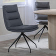Diego Grey Leather Swivel Dining Chair with Black Legs