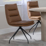 Diego Brown Leather Swivel Dining Chair with Black Legs-3