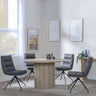 Bern Fluted Oak Effect 4 Seater Round Dining Set - 4 Diego Grey Leather Swivel Dining Chair-3
