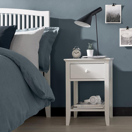 Bentley Designs Ashby White 1 Drawer Bedside Cabinet