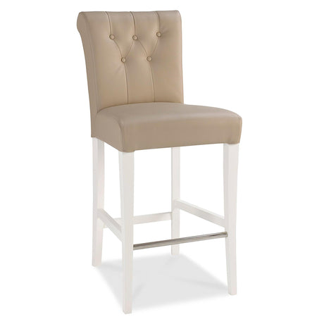2 x Bentley Designs Hampstead Two Tone Ivory Bonded Leather Upholstered Barstool