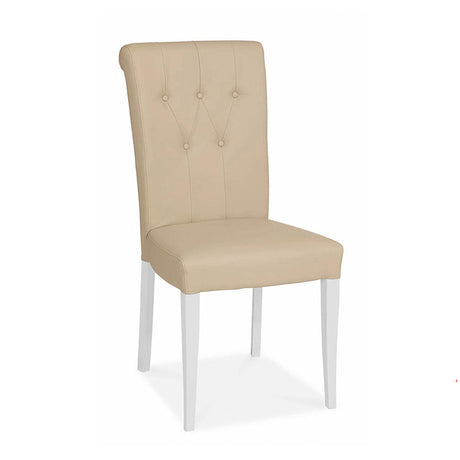 2 x Bentley Designs Hampstead Two Tone Ivory Bonded Leather Upholstered Dining Chair