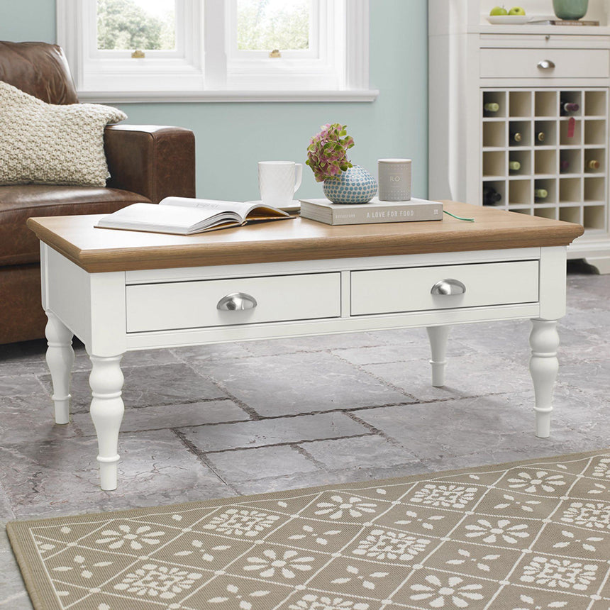 Bentley Designs Hampstead Two Tone Coffee Table - Turned Leg