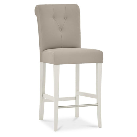 2 x Bentley Designs Montreux Soft Grey Upholstered Bar Stool - Grey Bonded Leather