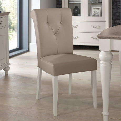 2 x Bentley Designs Montreux Soft Grey Upholstered Dining Chair - Grey Bonded Leather