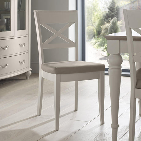 2 x Bentley Designs Montreux Soft Grey X Back Dining Chair - Grey Bonded Leather