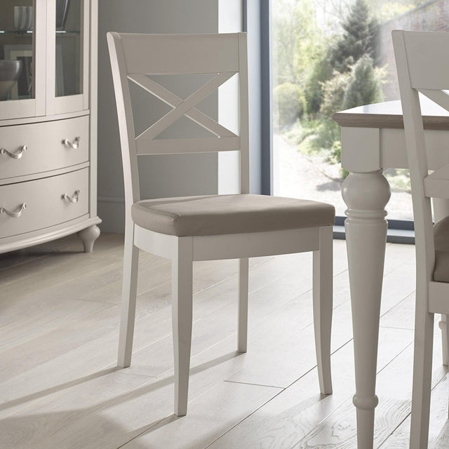 2 x Bentley Designs Montreux Soft Grey X Back Dining Chair - Grey Bonded Leather