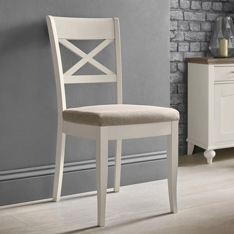 2 x Bentley Designs Montreux Soft Grey X Back Dining Chair - Pebble Grey Fabric