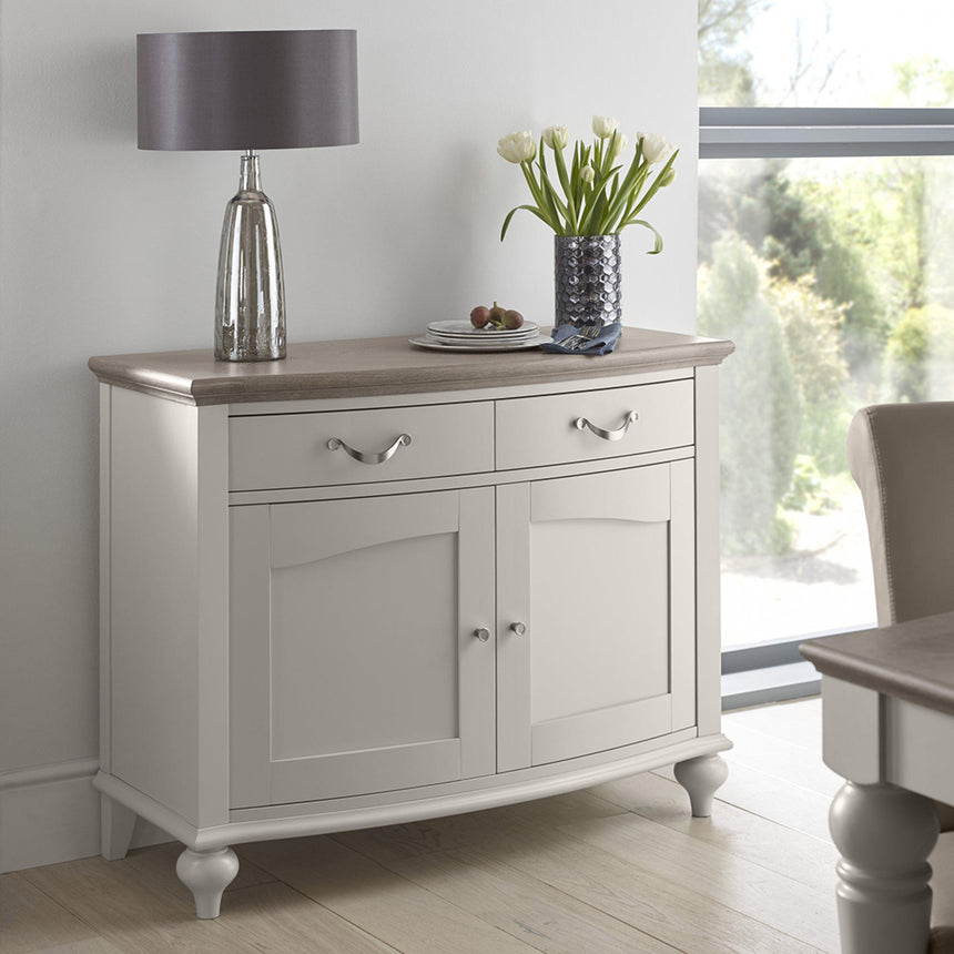 Bentley Designs Montreux Grey Washed Oak and Soft Grey 2 Drawer Narrow Sideboard