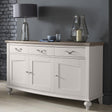 Bentley Designs Montreux Grey Washed Oak and Soft Grey 3 Drawer Wide Sideboard