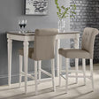 Bentley Designs Montreux Grey Washed Oak and Soft Grey Bar Table with 2 Upholstered Grey Bonded Leather Bar Stools