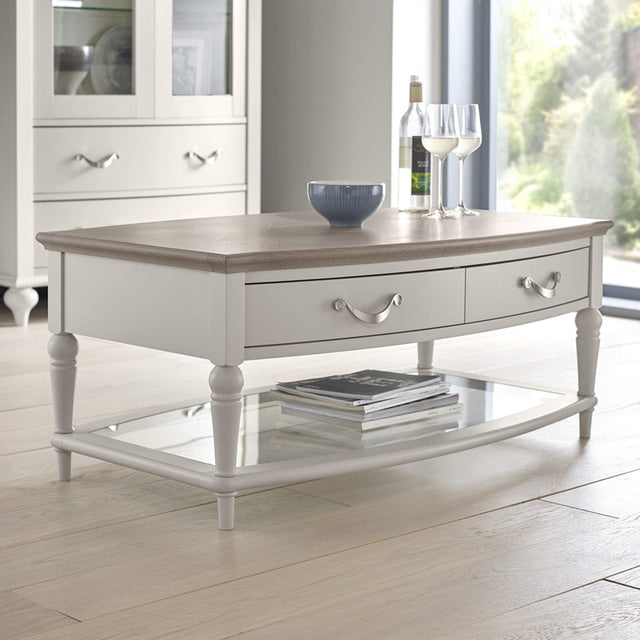 Bentley Designs Montreux Grey Washed Oak and Soft Grey Coffee Table with Drawer