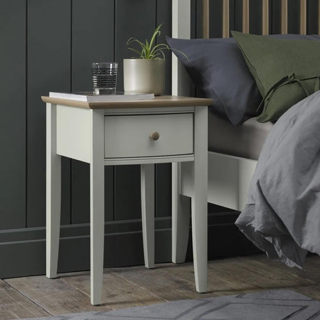 Bentley Designs Whitby Scandi Oak and Soft Grey 1 Drawer Bedside Cabinet