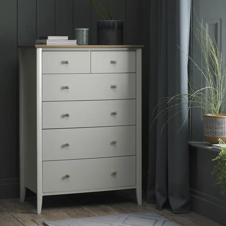 Bentley Designs Whitby Scandi Oak and Soft Grey 2+4 Drawer Chest