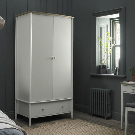 Bentley Designs Whitby Scandi Oak and Soft Grey 2 Door Combi Wardrobe