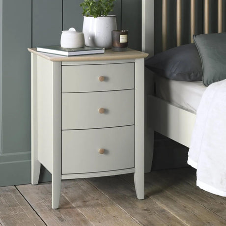 Bentley Designs Whitby Scandi Oak and Soft Grey 3 Drawer Bedside Cabinet
