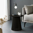 Ollie Black Round Lamp Table with Slatted Base