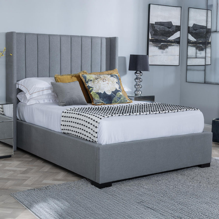 Annabelle Dark Grey Fabric 5ft King Size Ottoman Storage Bed