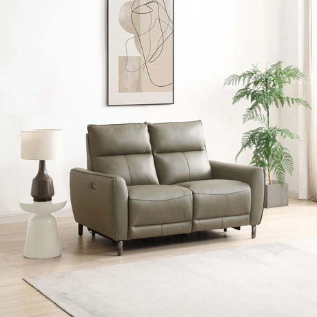Brooke Taupe Leather 2 Seater Electric Recliner Sofa
