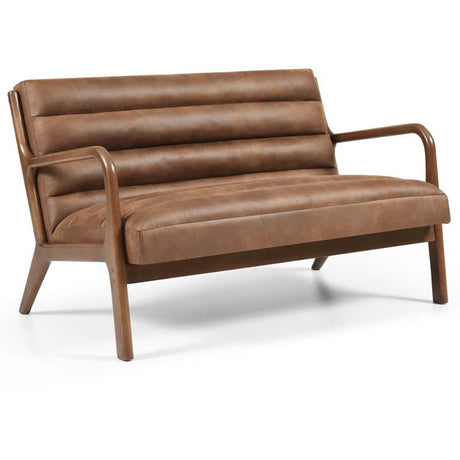 Inca Achilles Brown Faux Leather 2 Seater Sofa