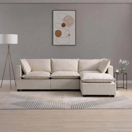 Moda Natural Boucle Fabric Corner Sofa
