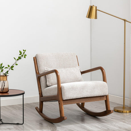 Inca Natural Cream Fabric Rocking Armchair