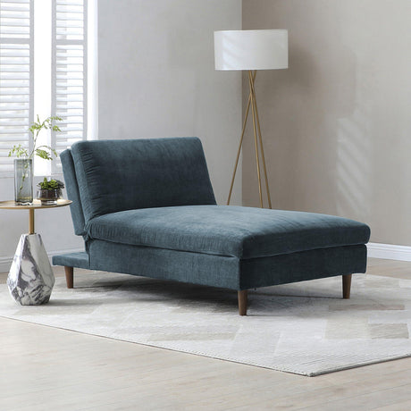 Scott Eryx Chenille Navy Blue Fabric Chaise Sofa Bed