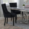 Knocker Back Black Velvet Fabric Dining Chair with Black Wooden Legs-2