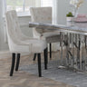 Knocker Back Champagne Dining Chair Velvet Fabric with Black Wooden Legs-4