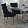 Lion Knocker Back Black Velvet Fabric Dining Chair with Chrome Legs-2