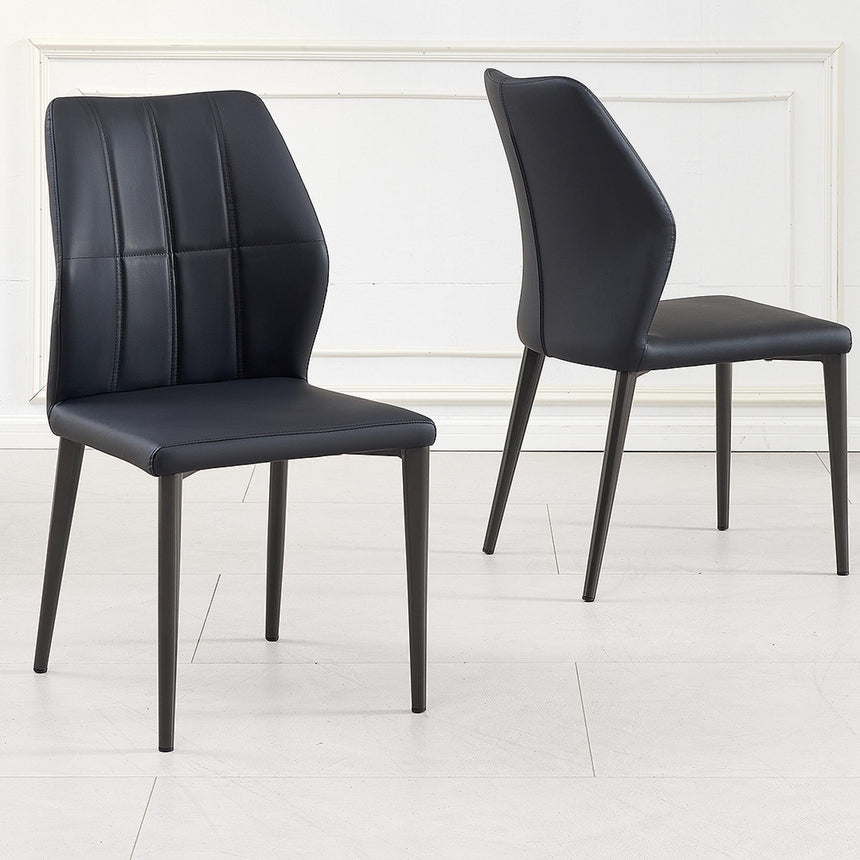 Harrow Black Leather Dining Chair-5