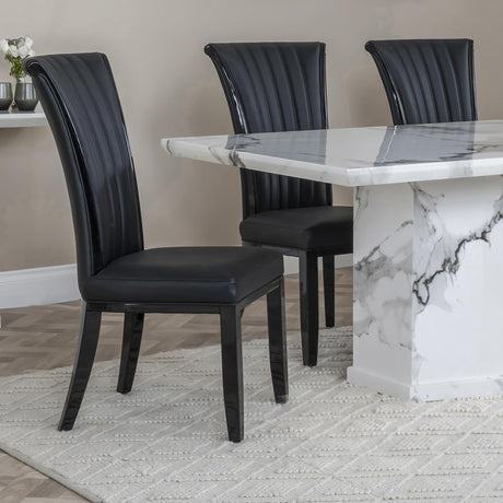 Cadiz Black Leather Large High Back Dining Chair with Black Legs-3