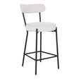 2 x Badalona White Boucle Fabric Barstool with Back