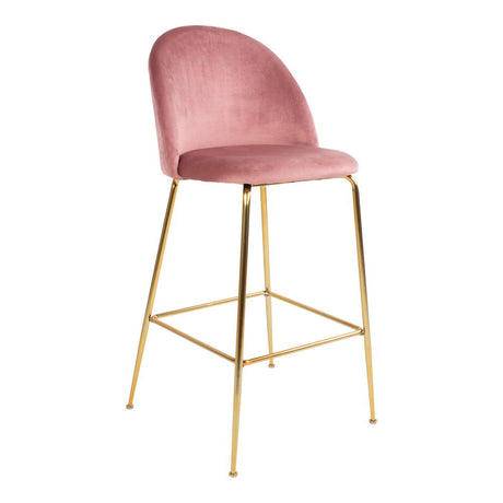 2 x Lausanne Pink Velvet Fabric Barstool with Gold Legs