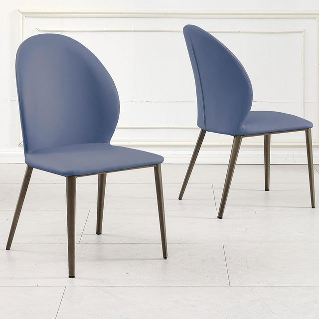Astrid Blue Leather Dining Chair