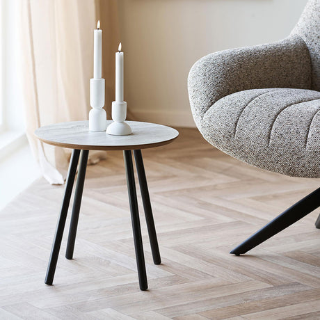 Aalst Beige Travertine Effect Round Side Table