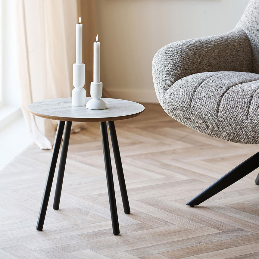 Aalst Beige Travertine Effect Round Side Table
