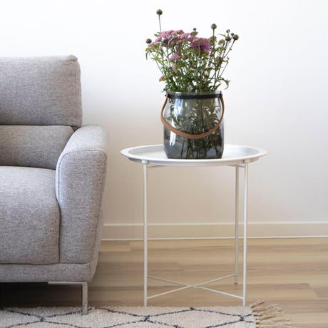 Bastia White Metal Round Side Table