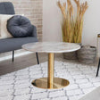Bolzano White Marble Effect Round Coffee Table with Gold Base