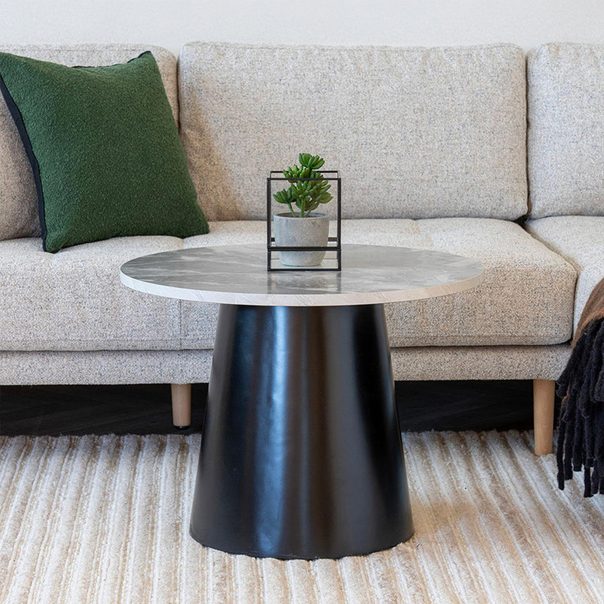 Brito Grey Marble Effcet Round Coffee Table