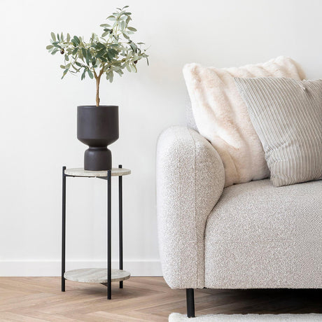 Leuven Beige Marble Effect Round Side Table