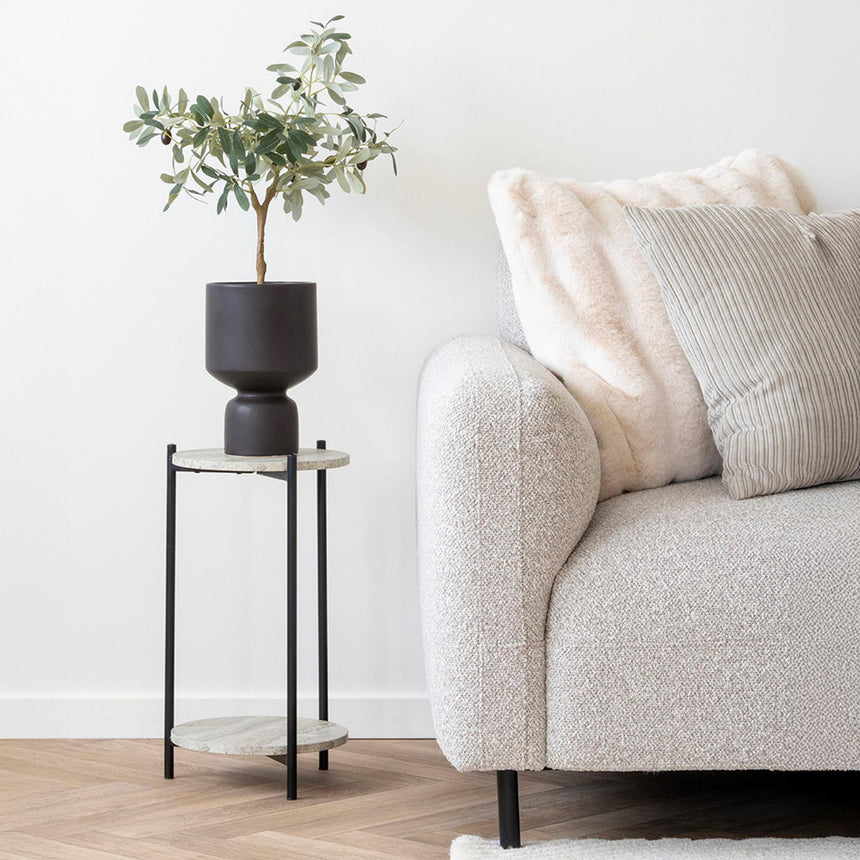 Leuven Beige Marble Effect Round Side Table