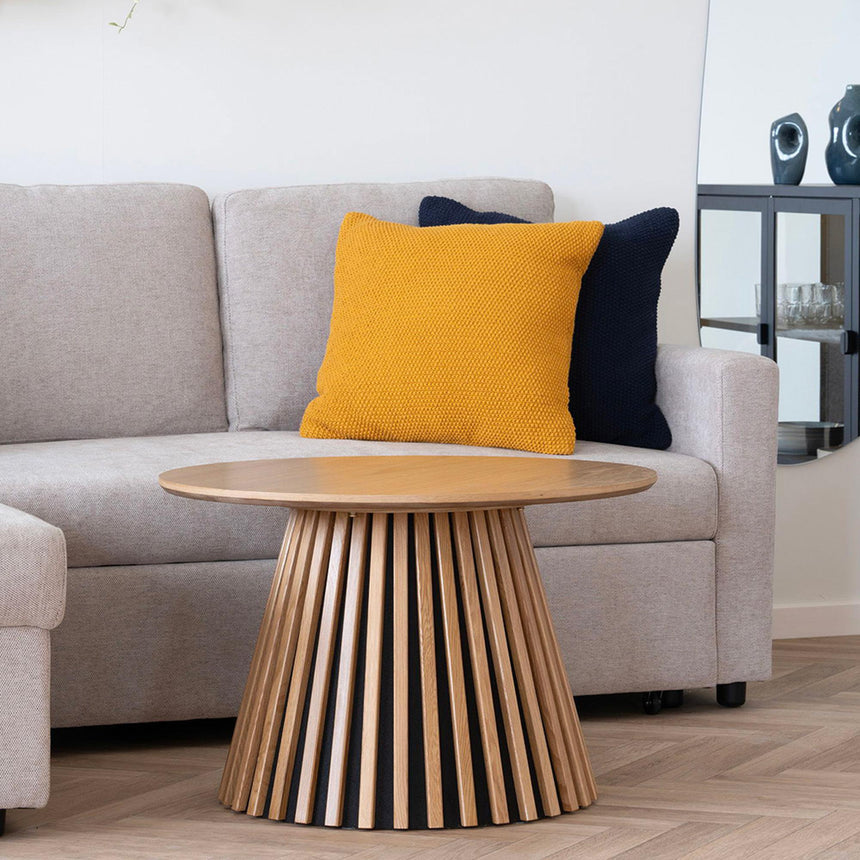 Osaka Oak Round Coffee Table with Slatted Base