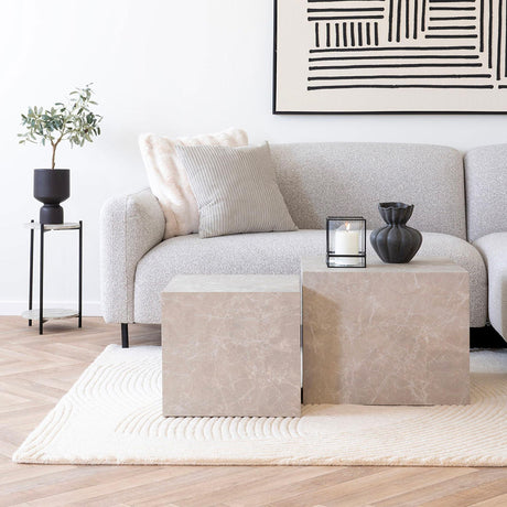 Prague Beige Marble Effect Coffee Table (Set of 2)