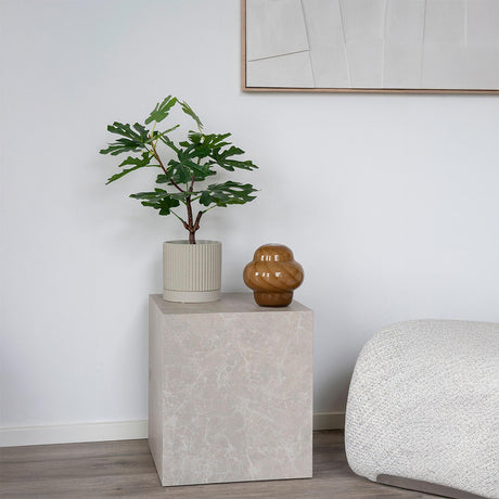 Prague Beige Marble Effect Square Side Table