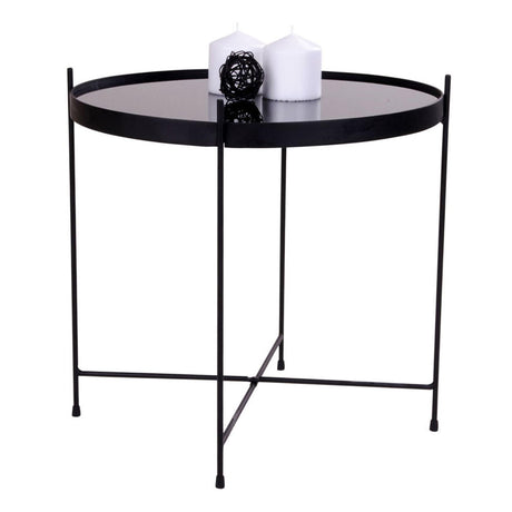 Venezia Black Glass and Metal Round Coffee Table
