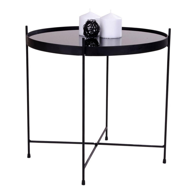 Venezia Black Glass and Metal Round Coffee Table