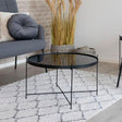 Venezia Black Glass and Metal Round Large Coffee Table